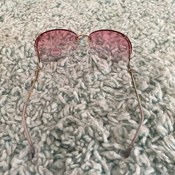 Rimless Pink Lens & Silver Sunglasses NWOT - Picture 4 of 11